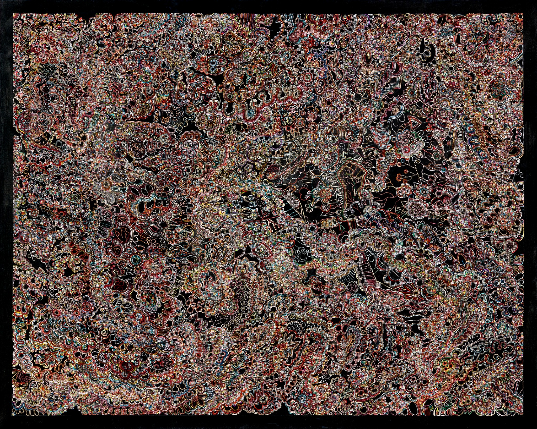 No Time Like the Present, a densely detailed abstract painting by Rebecca Cox